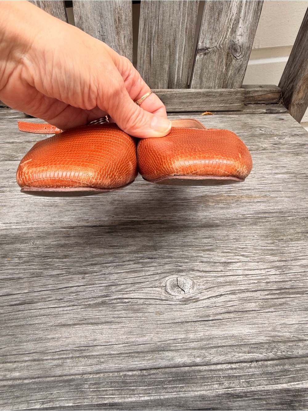 Madewell Jeanne Lizard-Embossed Slingback Flats in Cognac Brown size 7 - Picture 8 of 10